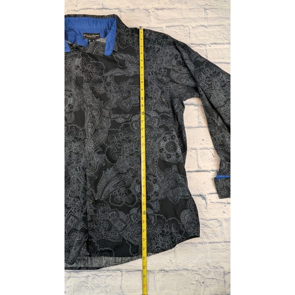 Crazy Horse Mens Long Sleeve Button Up Black Paisley With Roll Up Sleeve SZ XL - Picture 3 of 9